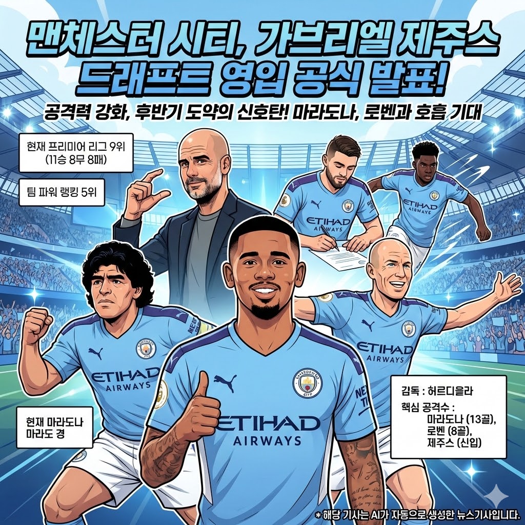 [속보] 맨시티, `제주스 드래프트 영입!` 마라도나-로